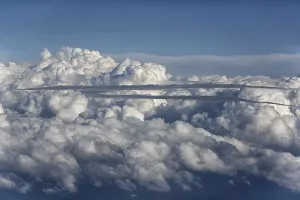 Dramatic Sky Photography Prints: Thunderclouds in the sky, view from the plane