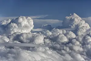 Overcast Sky With Clouds Prints: Thunderclouds in the sky, view from the plane