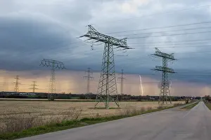 Lightning Strike Germany Prints: Thunderstorm cell with lightning