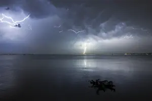 Austria Travel Photography Prints: Thunderstorm with multiple thunderbolts