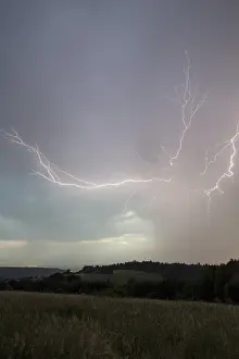 Travel Photography Germany Prints: Thunderstorm with multiple thunderbolts