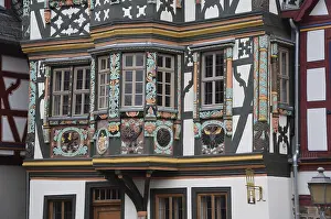 Half Timbering Construction In Central Europe Prints: Timber-frame, bay window, facade