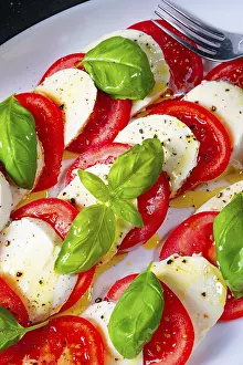 Tomato Mozzarella Basil Prints: Tomatoes with mozzarella and basil