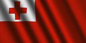 Prints of The Tonga flag flying in the wind Tonga Prints: The Tonga Flag Flying in the Wind Print