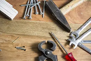 Handicraft Tools Prints: Tools on wood