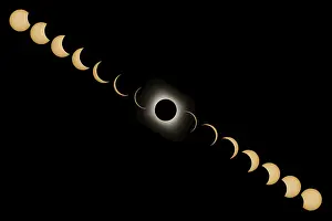 Natural Scientific Phenomenon Prints: Total Solar Eclipse phases. Composite Solar Eclipse