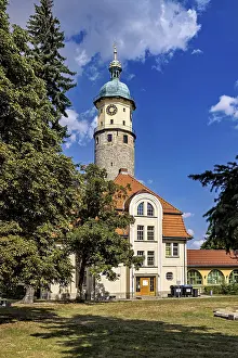 Central Europe Architecture Photos Prints: Tower with clock and building in the foreground