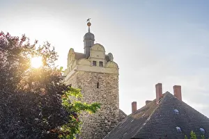 Saxony Anhalt Landmark Prints: Tower with stone wall in the sunlight