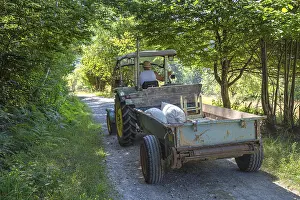 Farming Machine Germany Prints: Tractor driving through the forest