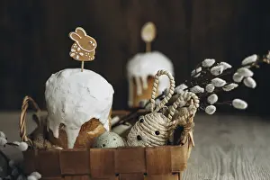 Easter Celebration Sweets Prints: A traditional Easter setup featuring kulich