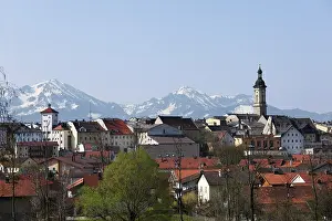 European Alpine Landscape Prints: Traunstein with Alpine mountain range