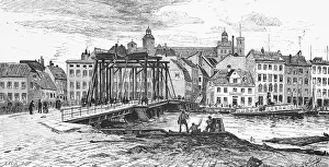 Old Town Cityscape Europe Prints: Tree bridge over the Oder, Szczecin