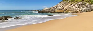 South America Travel Prints: Tropical beach with panoramic views and waves