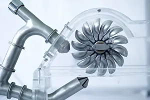 Scientific Research Lab Equipment Prints: Turbine model in a through-flow testing laboratory
