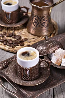 Hot Beverage Prints: Turkish Coffee on a table
