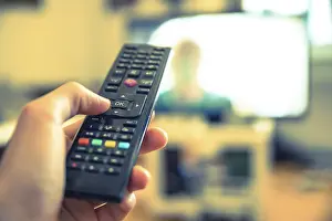 American Modern Architecture Prints: TV remote control in the foreground