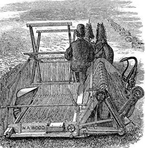 Vintage Farm Machinery Prints: Tying machine with automatic sheaf binder