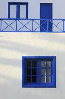 Canary Islands Capital City Prints: Typical architecture with whitewashed wall and blue windows