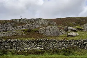 Snowdonia National Park Prints: Typical landscape with stone wall