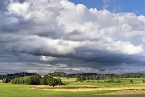 Cloudy Blue Sky Photography Prints: Typical landscape in the Upper Palatinate with fields