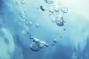 Deserted Island Scene Prints: Underwater Bubbles with Sunlight
