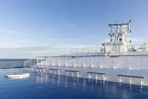 Ferry Service Europe Prints: Upper deck in blue and white