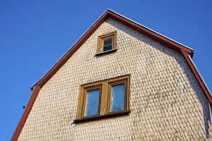 German House Exterior Prints: Upper part of a house with gable and windows
