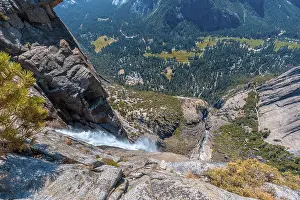 Uninhabited Waterfront Scenes Prints: Upper Yosemite Fall, looking down the waterfall