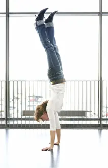 Woman Doing Gymnastics Prints: Upside down - handstand