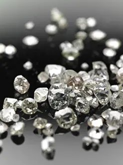 Diamond Production Prints: Many valuable diamonds, some rough