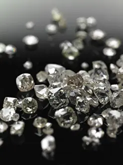Diamond Production Prints: Many valuable diamonds, some rough