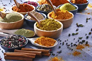 Healthy Meal Options Prints: Variety of spices on kitchen table