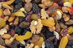 Empty Grocery Store Aisle Prints: Various dried Fruit as snacks in a Bazaar