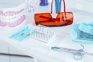 Dental Instruments Prints: Various instruments, dental models
