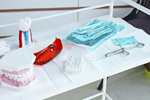 Healthcare Equipment Prints: Various instruments, dental models