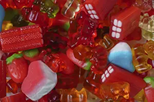 Colorful Sweets Prints: Various types of assorted stacked gumdrops