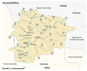 Prints of Vector map of the Principality of Andorra Map Prints: Vector Map of Andorra Print