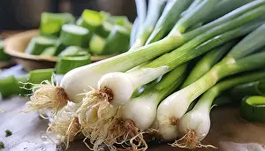 Deserted Garden Vegetables Prints: Vegetable, spring onion or spring onion