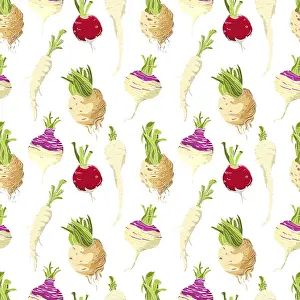 White Background Design Prints: Vegetables roots pattern over white background