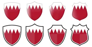 Bahrain Flag Prints: Vertical Bahrain flag in shield shape