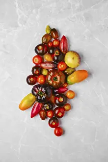 Colorful Vegetables Prints: Vertical composition with various types of tomatoes