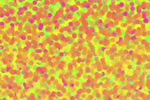 Abstract Art Background Prints: A vibrant abstract composition featuring overlapping points patterns in pink