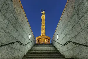Nocturnal Urban Environment Prints: The Victory Column in Berlin at night from a different angle