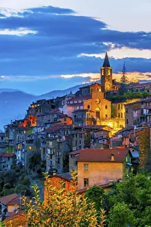 Prints of View of Apricale in the Province of Imperia, Liguria, Italy Imperia Prints: View of Apricale Print, Liguria, Italy