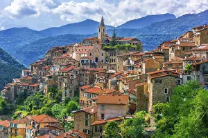 Deserted Church Building Prints: View of Apricale in the Province of Imperia