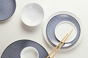 Elegant Tableware Prints: Top view arrangement elegant tableware