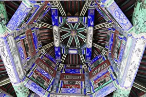 Vaulted Ceiling Architecture Prints: View of an artfully painted vaulted ceiling with geometric pattern
