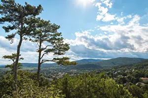 Cloudy European Sky Prints: View over Baden under a cloudy sky