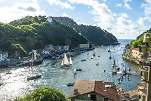 Basque Country Coastline Prints: View from above of the bay of Pasajes