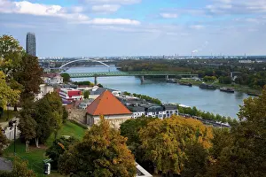 Prints of View over Bratislava and the Danube River, Slovakia River Prints: View over Bratislava and the Danube River Print, Slovakia